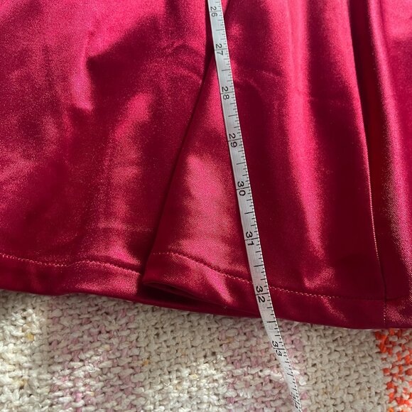 NWOT Dark Red Satin Christmas Mini Dress w Bow - Picture 12 of 14